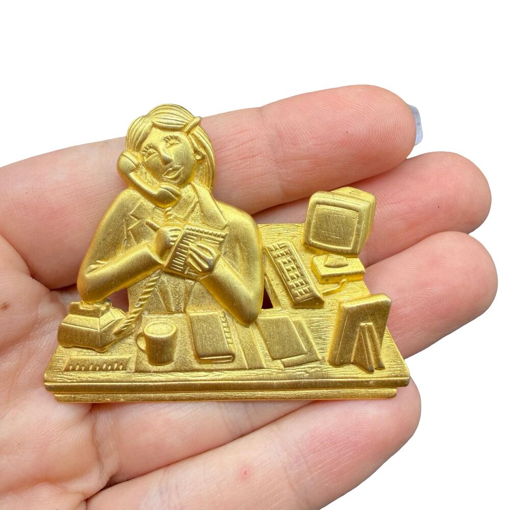 Vintage Jewelry Working Lady Brooch Working Pin